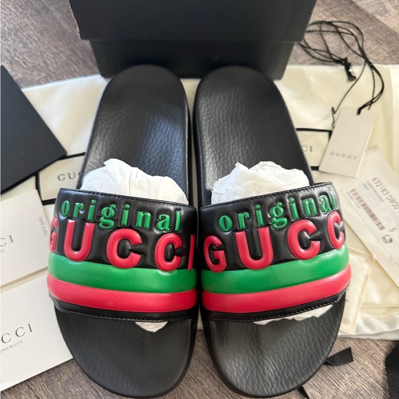 New GUCCI Slides ‘Original Gucci’ 632183 Men size 5 Women size 7